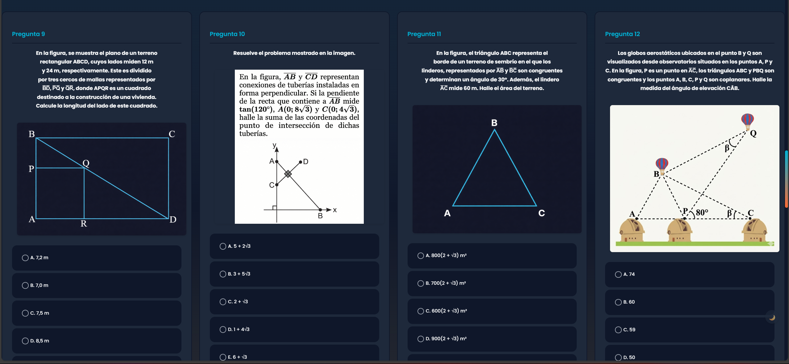 Vista de simulacro - Preguntas tipo admisión